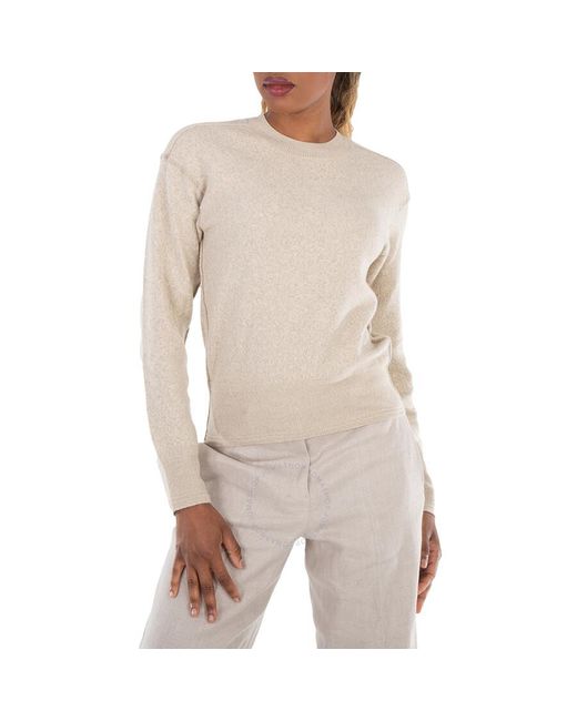 Burberry Natural Crewneck Logo Embroidered Sweater