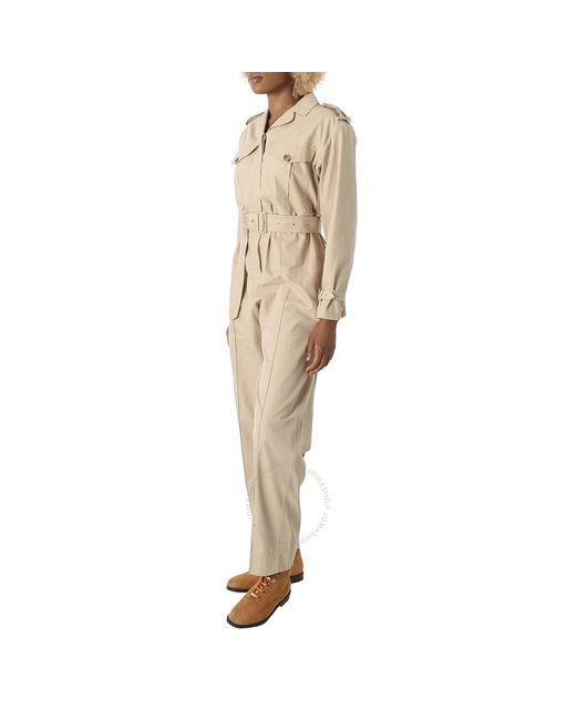 Burberry Natural Soft Fawn Cotton Catalina Straight-leg Jumpsuit