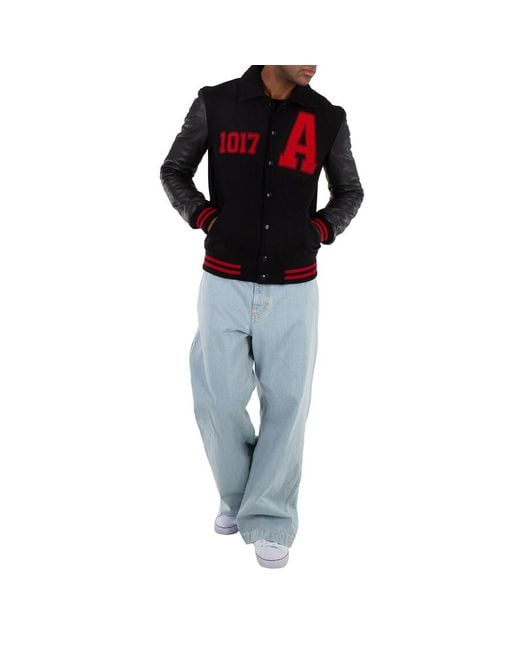 1017 ALYX 9SM Blue Logo Print Varsity-Style Jacket for men
