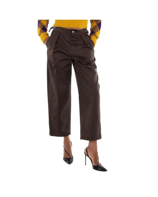 Burberry Black High-Waist Cropped Cotton Trousers, Brand Size 6 Us