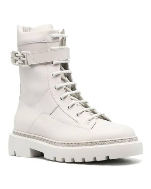 Bally White Gioele Leather Ankle Boots, Brand Size 37 Us
