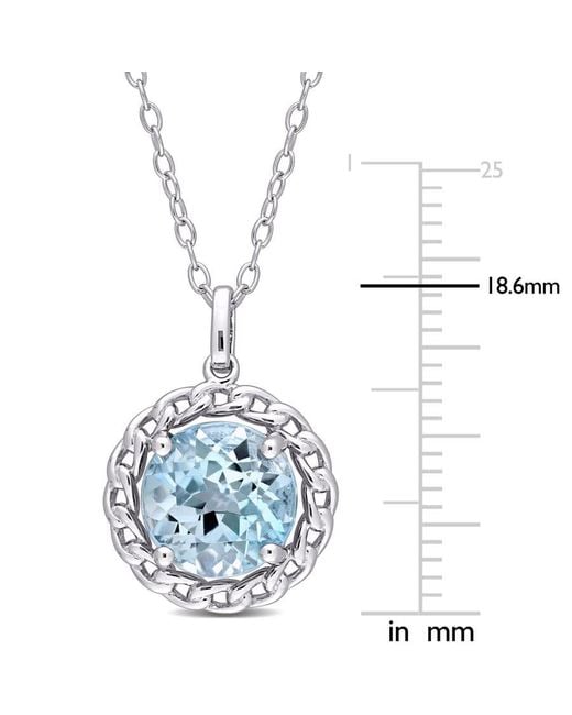 Amour Blue 3 1/2 Ct Tgw Sky Topaz Halo Pendant With Chain