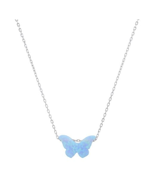 Kylie Harper Blue Sterling Opal Butterfly Necklace