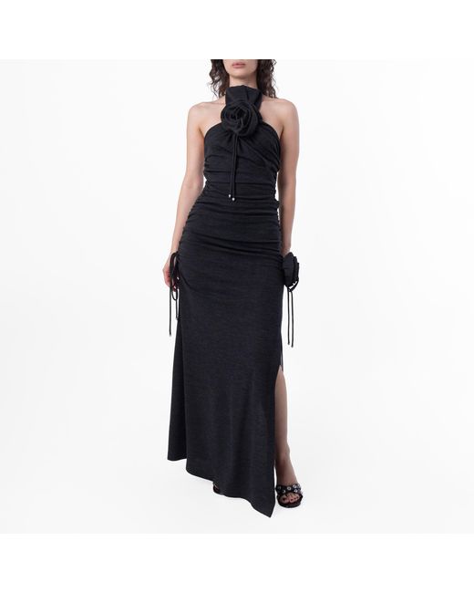 Burberry Black Rose Wool Halterneck Dress, Brand Size 10 Us