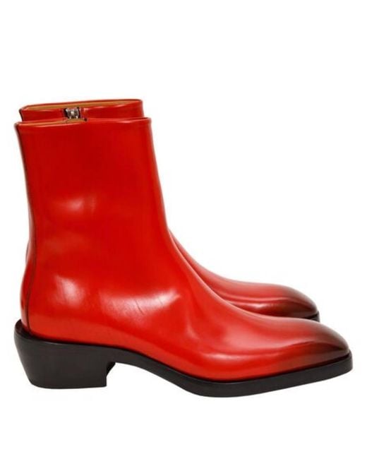 Ferragamo Red Fuerte Leather Ankle Boots for men
