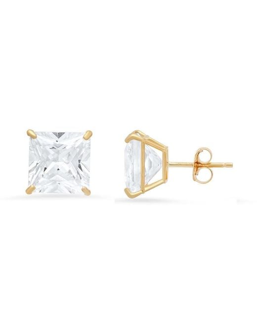 Kylie Harper Metallic 10K 8Mm Princess-Cut Cubic Zirconia Cz Stud Earrings