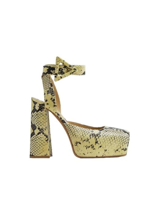 Bottega Veneta Metallic Tower Snakeskin-Print Pumps