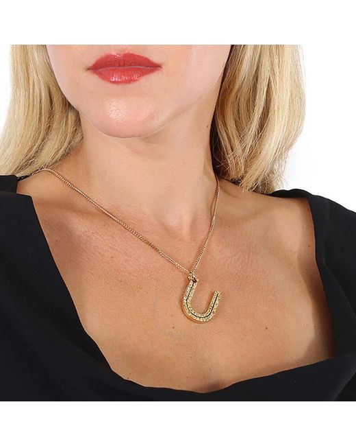Burberry Metallic U Alphabet Charm Gold-plated Necklace