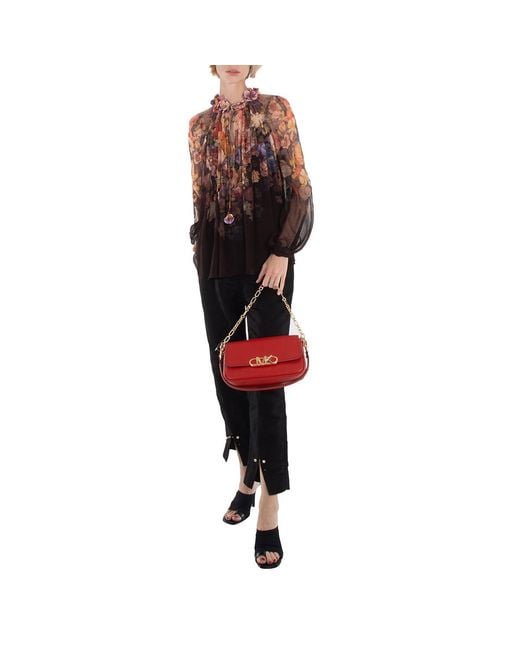 Michael Kors Red Parker Leather Shoulder Bag