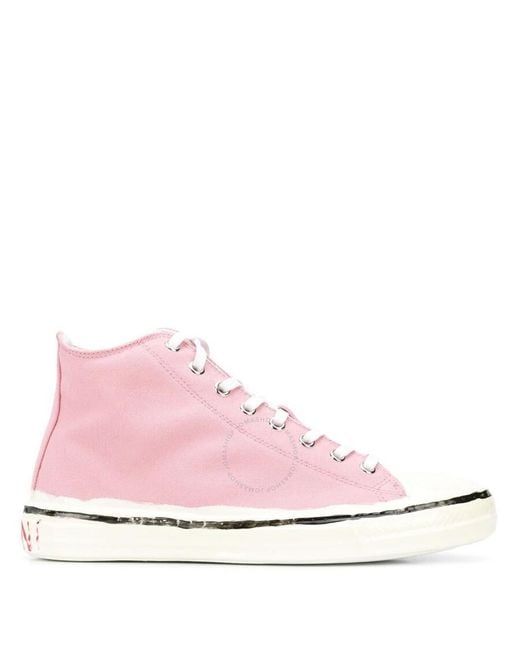 Marni Pink Cotton Canvas High-top Sneakers