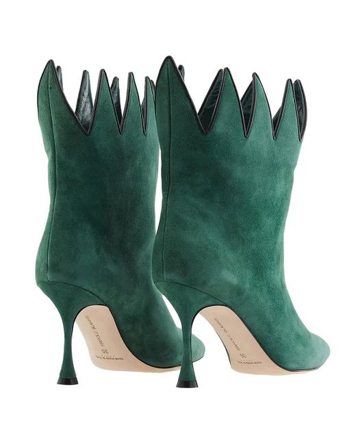 Manolo Blahnik Green Chicuelo 90 Suede Ankle Boots