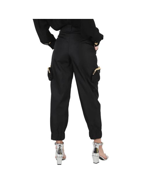 Moschino Black Coin Purse Pocket Cargo Trousers