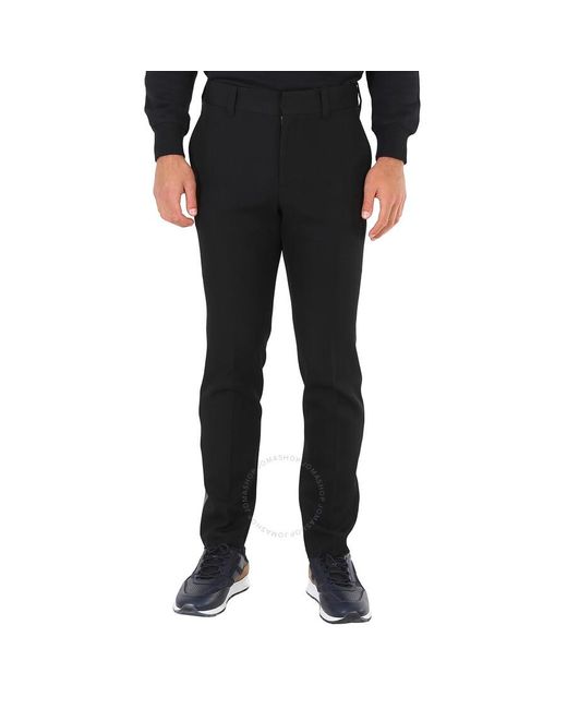Burberry Black Leather Side-striped Tailored Pants for men