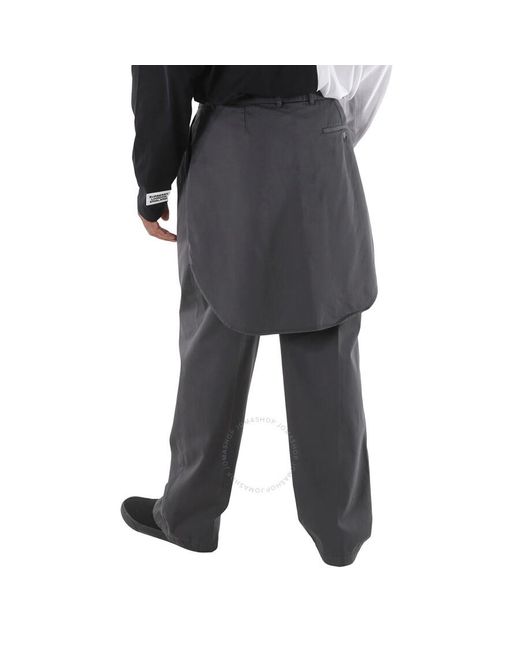 Burberry Gray Pfd Wool Wide-leg Panel Detail Trousers for men