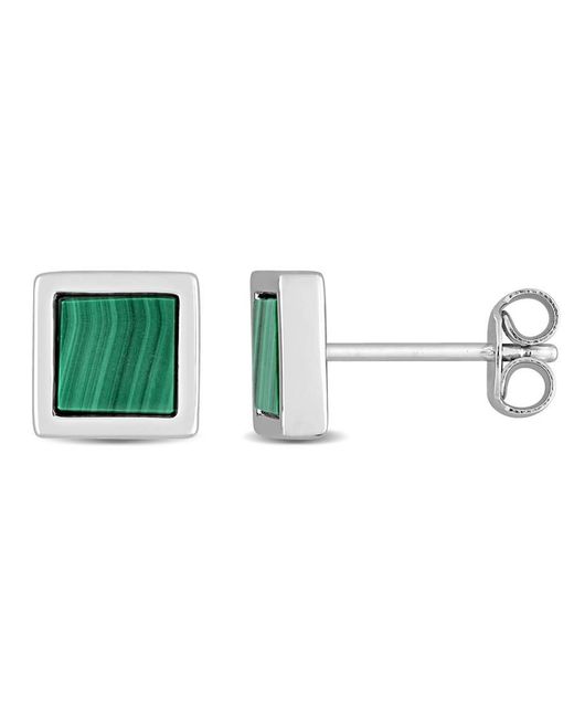 Amour Green 1 Ct Tgw Malachite Square Stud Earrings for men