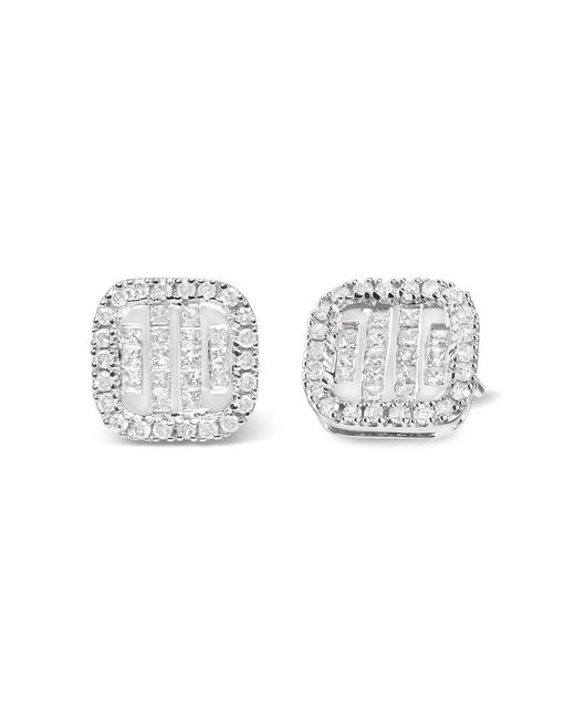 Haus of Brilliance Metallic 10K Invisible Set 1/2 Cttw Diamond Composite And Halo Stud Earrings