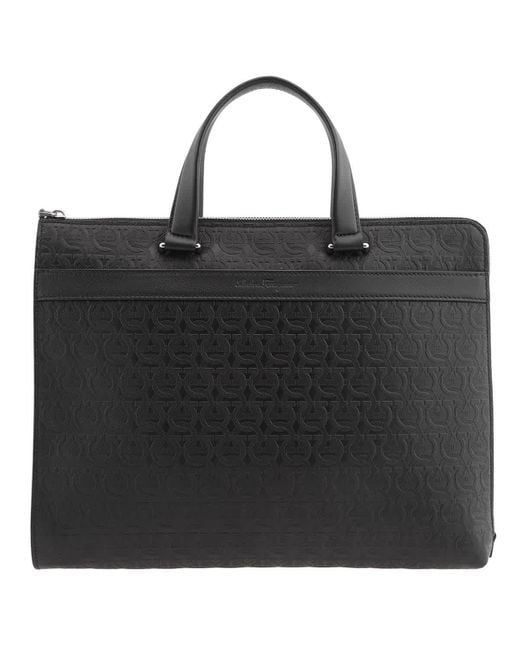 Ferragamo Black Ferragamo Gancini Business Bag for men