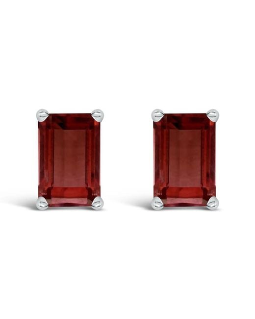 Haus of Brilliance Red 14K 6X4Mm Emerald Shaped Garnet Solitaire Stud Earrings