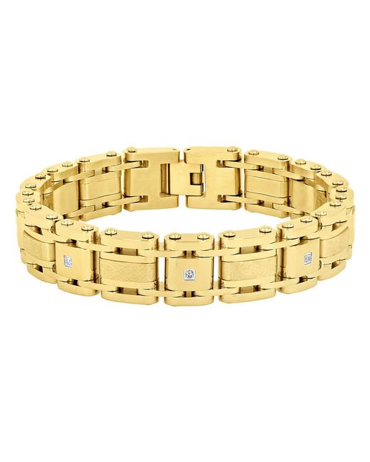 Robert Alton Metallic 1/10Ctw Diamond Stainless Steel With Finish Link Bracelet for men