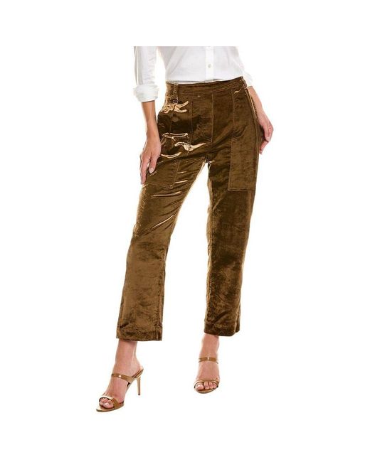 Brunello Cucinelli Brown Velvet High-Waisted Trousers, Brand Size 42 (Us