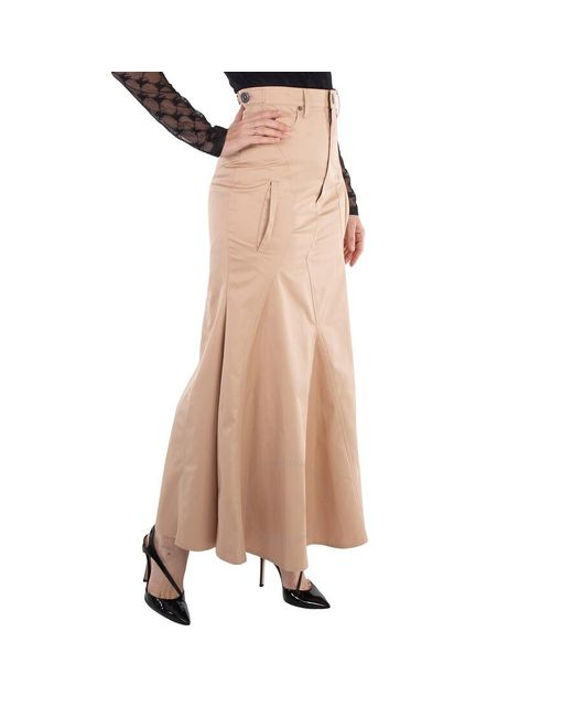 Burberry Brown High-waist Flared Cotton Skirt