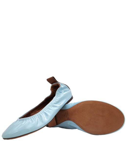 Lanvin Blue Patent Leather Ballerina Flats