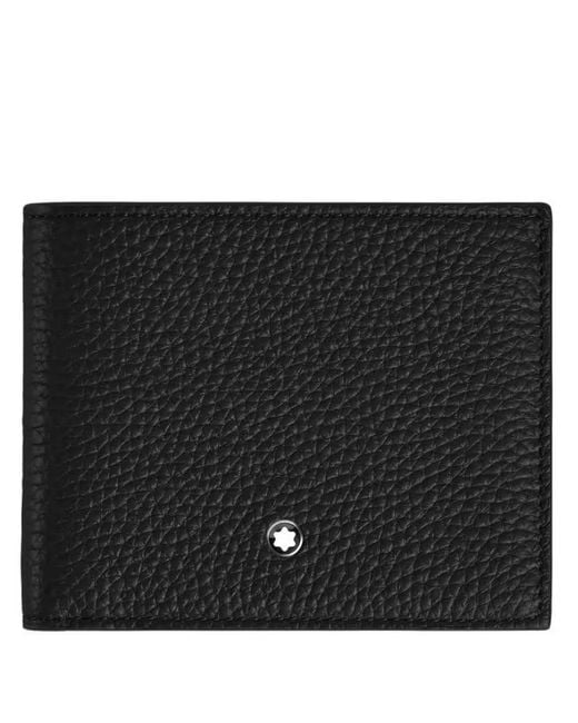 Montblanc Black Grain Leather 4Cc Wallet With Coin Case for men