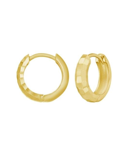Tresorra Metallic 14K Checkerboard Patterned Huggie Hoop Earrings