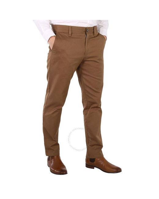 Burberry Brown Dusty Caramel Cotton Cropped Straight-fit Tailo Trousers for men