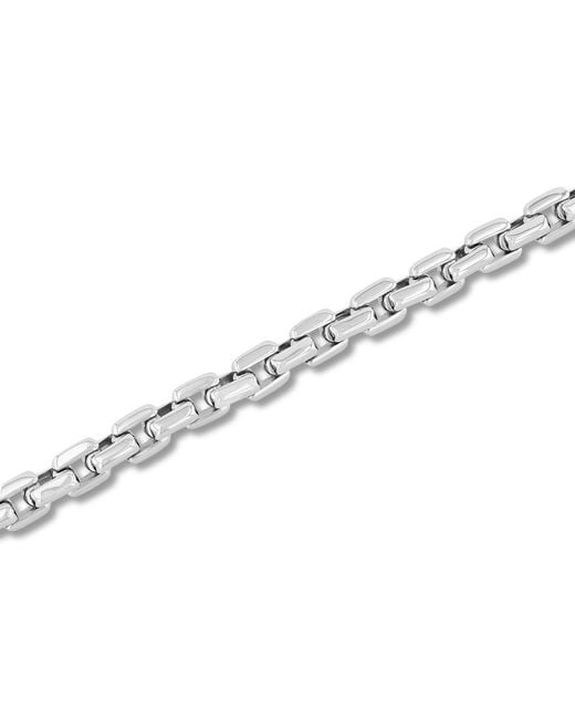 Robert Alton Metallic Stainless Steel Beveled Box Link Bracelet for men