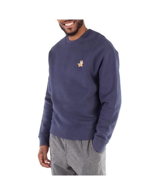 Maison Kitsuné Blue Speedy Fox Patch Cotton Sweatshirt for men