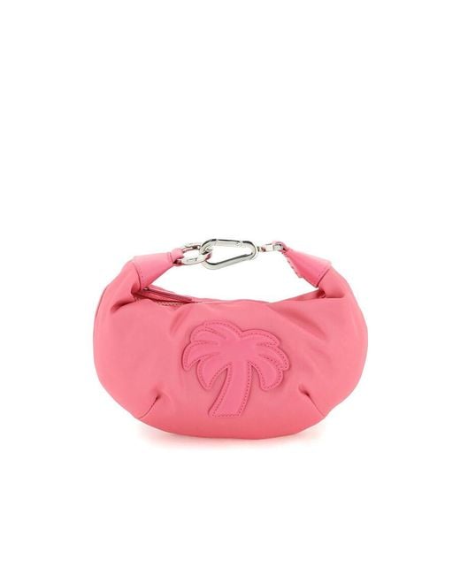 Palm Angels Pink Dark Fabric Big Palm Handbag