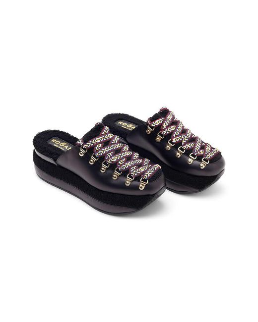 Hogan Blue H466 Platform Lace-Up Mules