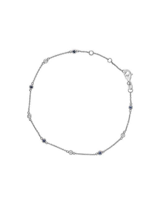 Haus of Brilliance Metallic 14K Alternating Sapphire And Diamond Bezel Station Chain Bracelet