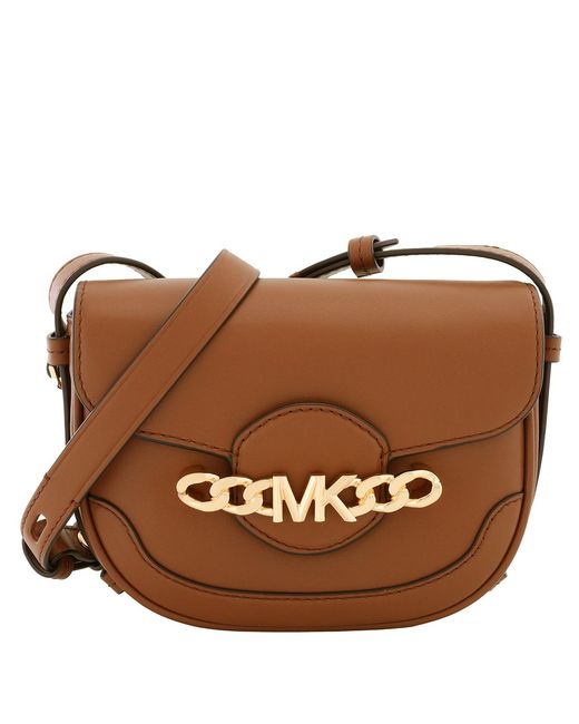 Michael Kors Brown Ladies Hally Extra-Small Embellished Leather Crossbody Bag