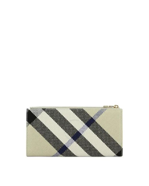 Burberry Green Large Checked Bi-Fold Wallet