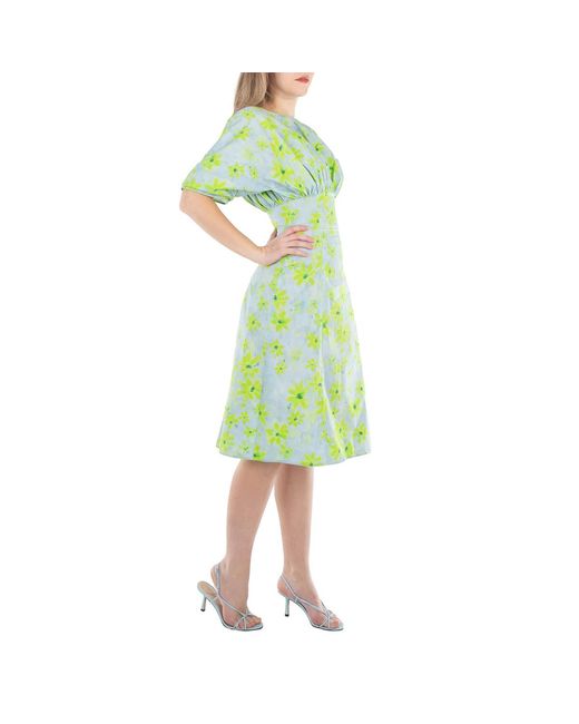 Marni Green Gathered Poplin Midi Dress