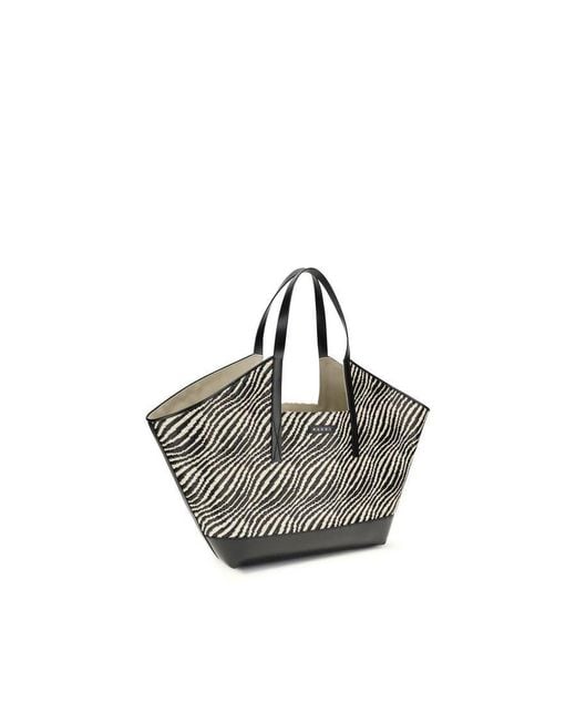 Marni Gray Raffia-Effect Two-Tone Shoulder Bag
