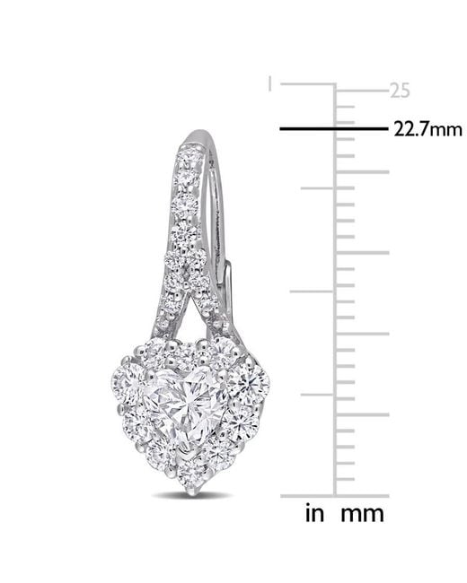 Amour Metallic 2 Ct Dew Created Moissanite Heart Halo Leverback Earrings