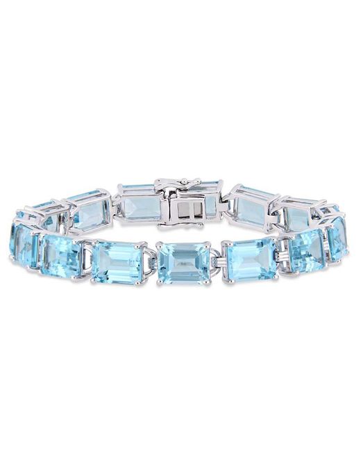 Amour Blue 59 3/4 Ct Tgw Emerald-Cut Sky- Topaz Tennis Bracelet for men