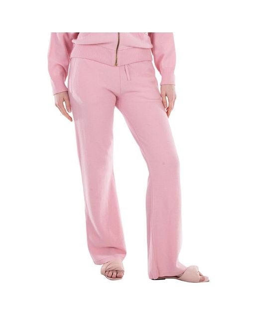 Versace Pink Ribbed-Knit Flared Trousers, Brand Size 40 (Us Size 4)