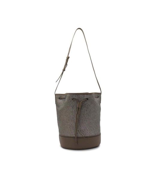 Brunello Cucinelli Gray Ice Canna Di Fucile Bucket Bag