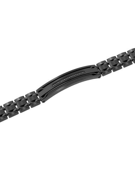 Robert Alton Black 10 Ctw Stainless Steel Diamond Id Bracelet for men