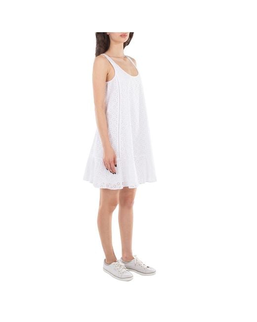 KENZO White Broderie-Anglaise Flared Dress, Brand Size 42 (Us