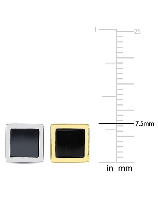 Amour Metallic 2-Piece Set 2Ct Onyx And Hematite Square Stud Earrings for men