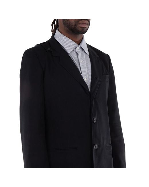 Yohji Yamamoto Black Strap-Detail Single-Breasted Blazer, Brand Size 3 for men