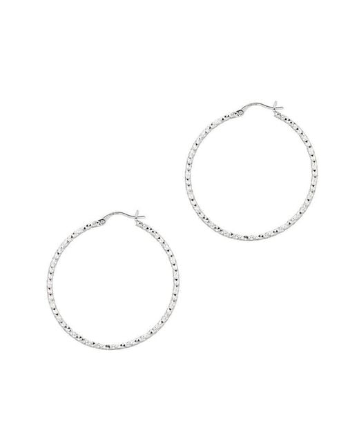 Tresorra Metallic Sterling Diamond Cut Hoop Earrings