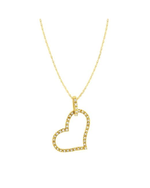 Haus of Brilliance Metallic 10k Yellow Gold 1/4 Cttw Prong Set Round-cut Diamond Open Heart 18'' Pendant Necklace