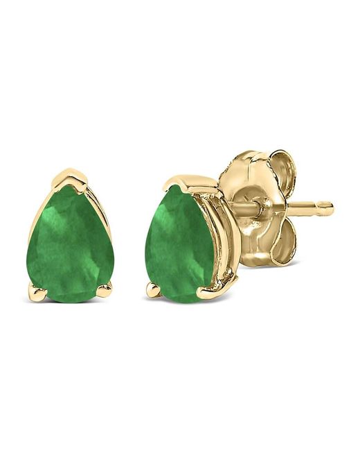 Haus of Brilliance Green 14K 6X4Mm Pear Shaped Emerald Solitaire Stud Earrings