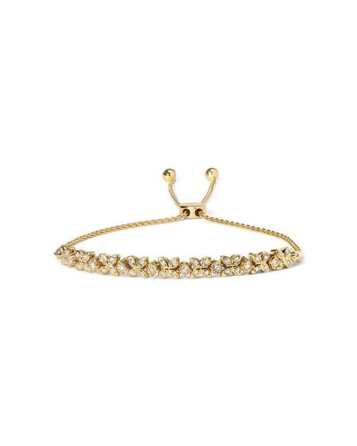Haus of Brilliance Metallic 14K Plated .925 Sterling 1/4 Cttw Diamond Link Adjustable Bolo Bracelet